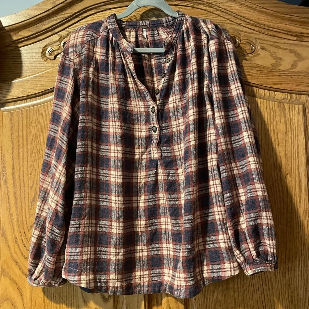 Free People Northern Bound Plaid Blouse - Picture 3 of 7